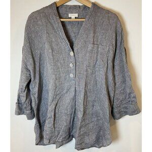 J.Jill PureJill Love Linen Blouse 3/4 Sleeve Size Large Petite PL